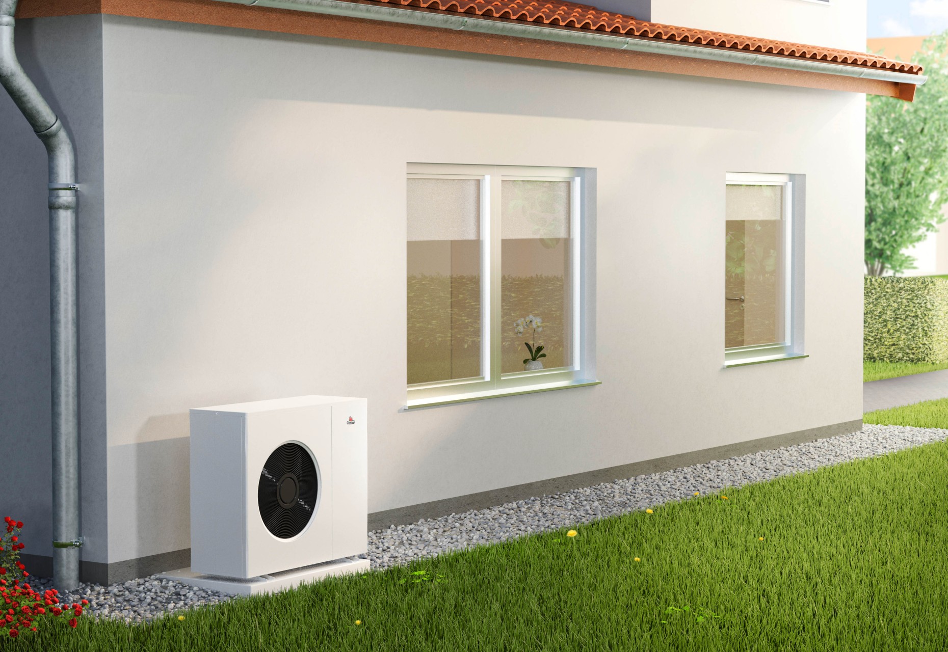pompa ciepła umieszczona pod domem