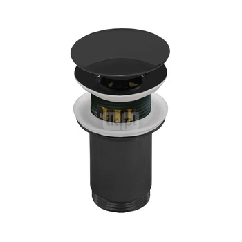 SPPMK03OW Z-r spust.mos. G11/4 do umywalki z przelew.z koszem przycisk duży okrągły wypukły czarny mat