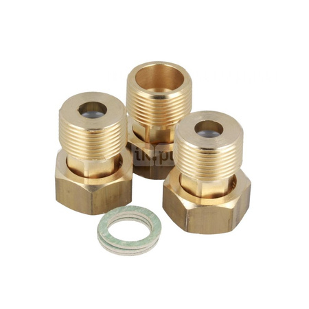 Zestaw śrubunków nikolwanych nakrętka GW G3/4 x G3/4 wraz z uszczelkami i dwoma zaworami zwrotnymi (DN 15)