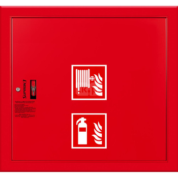 Hydrant DN52 wnękowy ze zwijadłem, z miejscem na gaśnicę solo, wąż 20m, zamek patent, RAL 3000