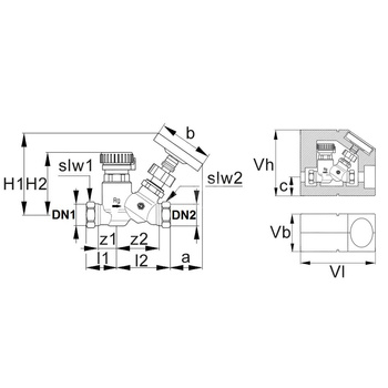 Zawór Thermo DN20 GW, 50-60st C z izolacją i termometrem