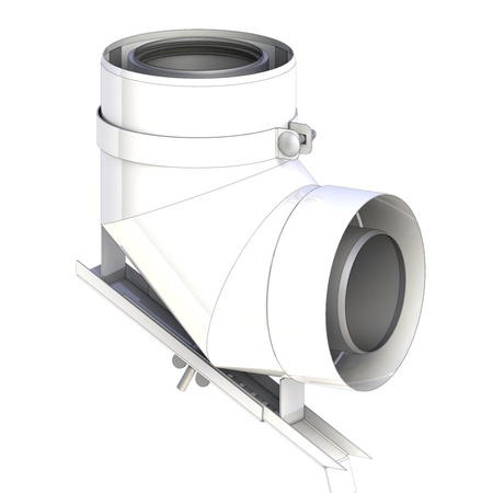 Kolano renowacyjne 90° Ø80/125mm do kominów ceramicznych z regulowaną podporą z uszczelką