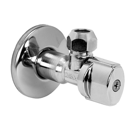 A80 MAC zawór kątowy polerowany, antykamienny, 1/2 GZ x 3/ GZ8, nakrętka 10, uchwyt metalowy