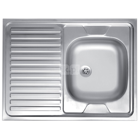 Zlewozmywak 1-komorowy 60x80, nakładany, lewy, gładki