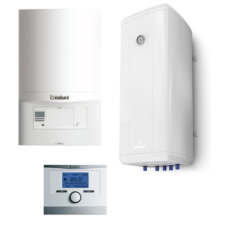 Pakiet - Kocioł gazowy jednofunkcyjny VAILLANT ecoTEC pro VC 146/5-3 kondensacyjny wiszący 5.9-15.3kW + Czujnik c.w.u. + Regulator calorMATIC 350 + Zasobnik c.w.u Vulcan 140L wiszący