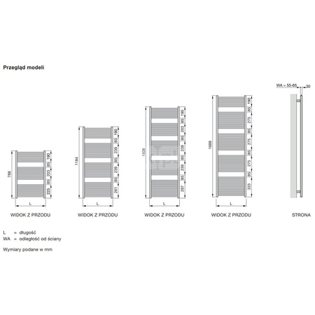 Grzejnik elektryczny ZEHNDER Zeno, 1184/600mm, kolor Biały, moc 750W