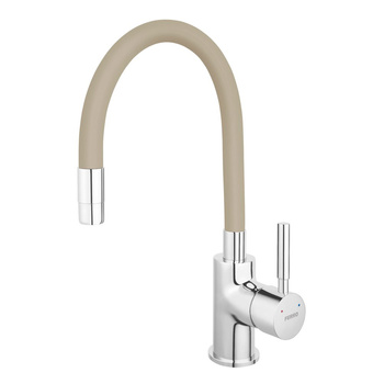 ZUMBA bateria zlewozmywakowa, beżowa elastyczna wylewka, chrom