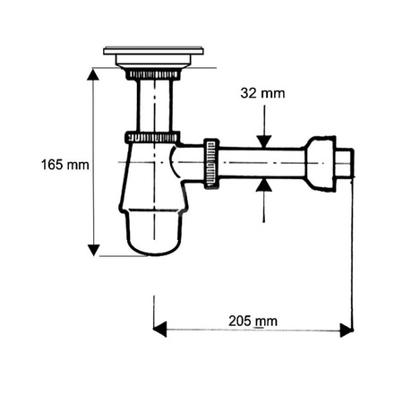 Syfon umywalkowy butelkowy "niski" 11/4"x32mm CHROM