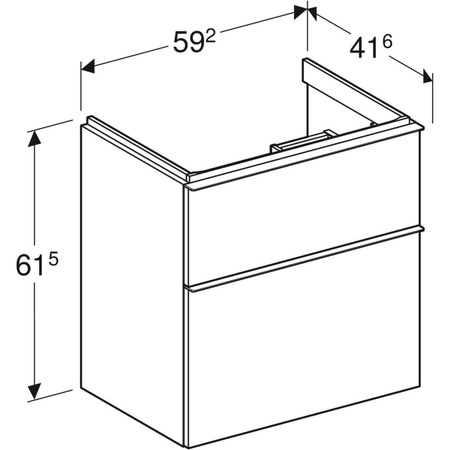 Szafka pod umywalkę iCon, z dwoma szufladami, krótka 59,2 cm x 61,5 cm x 41,6 cm orzech hickory / melaminowa struktura drewna, lava / matowy