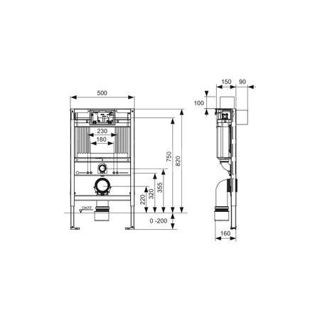 TECEprofil - uniwersalny stelaż podtynkowy do WC ze spłuczką podtynkową uruchamianą z góry lub z przodu, wysokość 820 mm