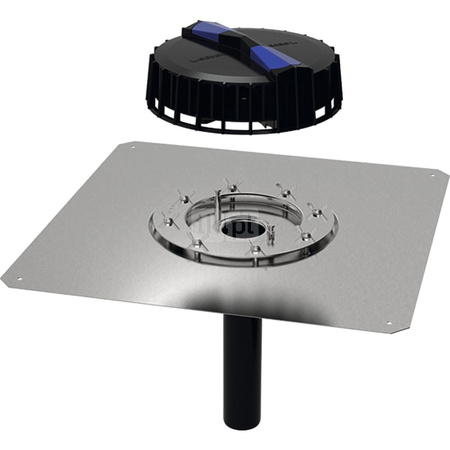 Wpust dachowy Pluvia z uniwersalnym kołnierzem przył i kołnierzem mocującym d56