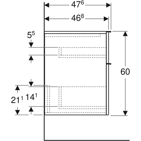 Boczna szafka iCon z dwoma szufladami 45 cm x 60 cm x 47,6 cm szary piaskowy / lakierowany, wysoki połysk, szary piaskowy / matowy