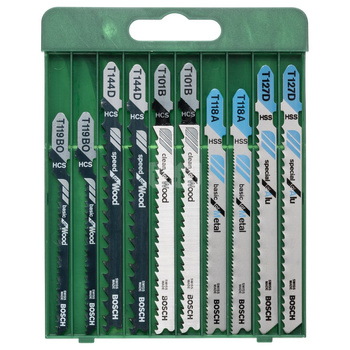 10-częściowy zestaw brzeszczotów do wyrzynarek, chwyt T T 101 B (2x), T 144 D (2x), T 119 BO (2x), T 118 A (2x), T 127 D (2x)