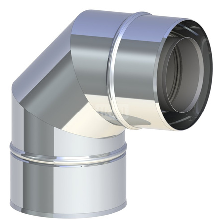 Kolano sztywne 87° Ø80/125mm z uszczelką płaszcz zewnętrzny wysoki połysk