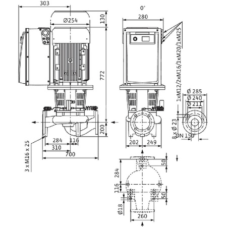 Pompa obiegowa WILO CronoLine-IL-E typu in-line z silnikiem znormalizowanym 50/60 Hz 1450obr/min