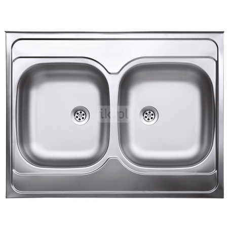 Zlewozmywak 2-komorowy 60x80, nakładany, gładki