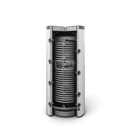 Zbiornik buforowy stojący GALMET SG(B) 400L, z wężownicą x2, izolacja: pianka poliuretanowa, kolor: skay biały