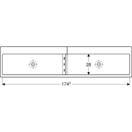 Umywalka dla dzieci Geberit Bambini, B180, do czterech baterii umywalkowych, niższa umywalka po prawej stronie