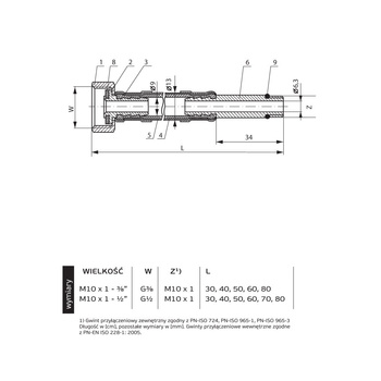 PHA-9145/L G3/8xM10 40cm WZ PN12 DN8 Przyłącze elastyczne CuZn-EPDM-304