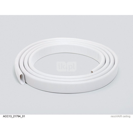 Elastyczny powietrzny przewód giętki (20 m), płaski, 52 x 132 mm wraz z kołpakami zamykającymi, zabezpieczającymi przed pyłem pr