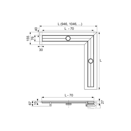 TECEdrainline - Rynny odpływowe kątowę z taśmą uszczelniającą Seal System 1200 mm