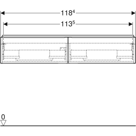 Szafka iCon pod umywalkę podwójną, z dwoma szufladami 118,4 cm x 24,7 cm x 47,6 cm, dąb / melaminowa struktura drewna, lava / matowy