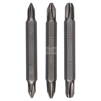 3-częściowy zestaw podwójnych końcówek wkręcających (PH, PH) PH1-PH1, PH2-PH2, PH3-PH3, 60 mm