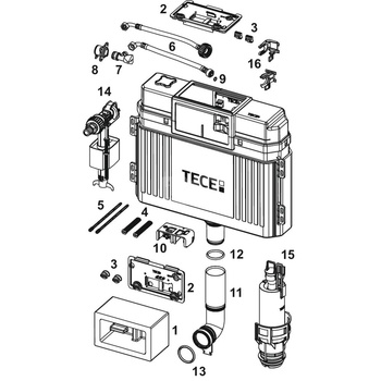 TECEprofil - Spłuczka podtynkowa z kolanem spustowym 980 mm