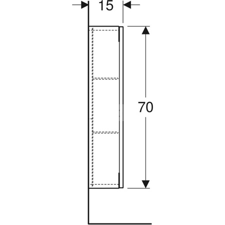Górna szafka iCon prostokątna, z jednymi drzwiami 45 cm x 70 cm x 15 cm, Lava / Lakierowany matowy