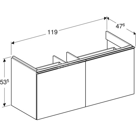 Szafka do umywalki Acanto, B119, z dwoma szufladami i dwoma szufladami wewnętrznymi, syfonem oszczędzającym przestrzeń, czarny m