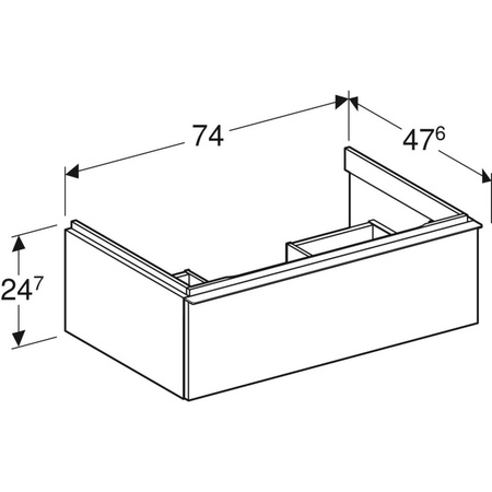 Szafka pod umywalkę iCon, z jedną szufladą 74 cm x 24,7 cm x 47,6 cm, biały / lakierowany na wysoki połysk, biały / matowy