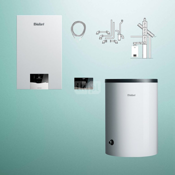 Pakiet - Kocioł gazowy jednofunkcyjny VAILLANT ecoTEC plus VC 20CS/1-5 kondensacyjny wiszący 2.8-21.0kW + Regulator sensoCOMFORT 720f + Zestaw powietrzno-spalinowy szachtowy  + Zasobnik c.w.u VIH R 150/6 B