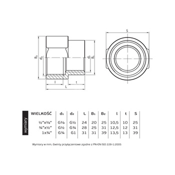 PHA-309 Mufa redukcyjna mos. wzmocniona 1" x 3/4"