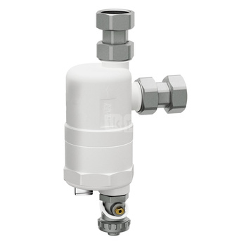 Kompaktowy separator zanieczyszczeń FAR 401, z magnesem i zaworem spustowym, kątowe przyłącze GW G3/4