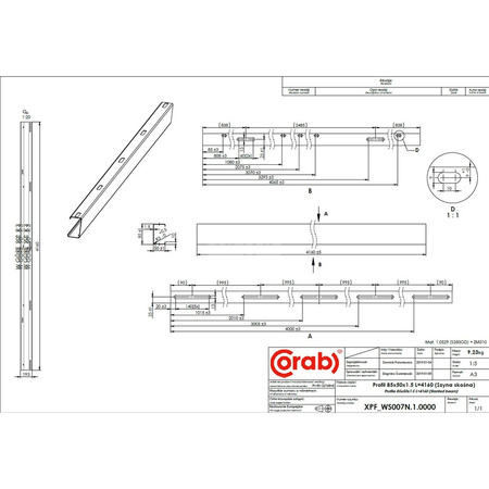 Szyna wzdłużna L5190  25 st.