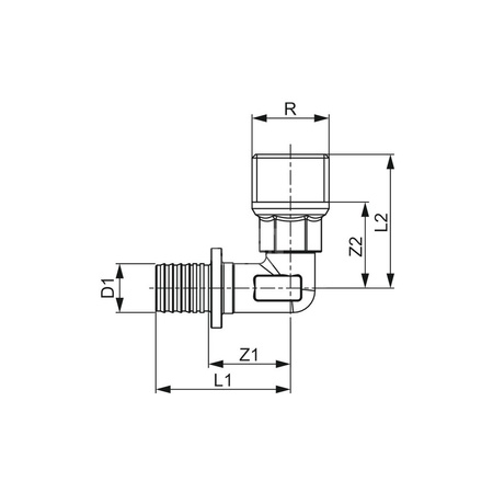 Nypel 90' TECE TECEFLEX Mosiądz 16mm x 1/2'' (ZZ x GZ)