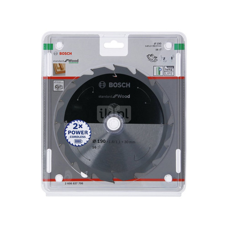 Ostrze do piły tarczowej bezprzewodowej Standard for Wood 190 x 1,6 / 1,1 x 30 T48