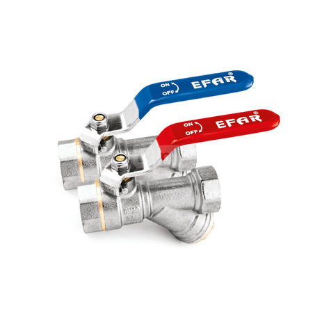 Kurek kulowy do wody powietrza glikolu (z filtrem) ART. 127 EFAR 10/100 DN 1/2"Nieb.