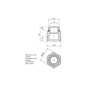 748 1/2"x3/4" PN10 Nypel do belki rozdzielacza mosiężnego-łącznik instalacyjny do rur O16 końcówka zaciskowa typ A EN 1254-3 Nypel do rozdzielacza 1/2" x 3/4"