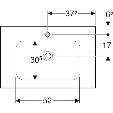 Umywalka iCon Light z powierzchnią odkładczą 75 cm, z otworem na środku, bez przelewu,