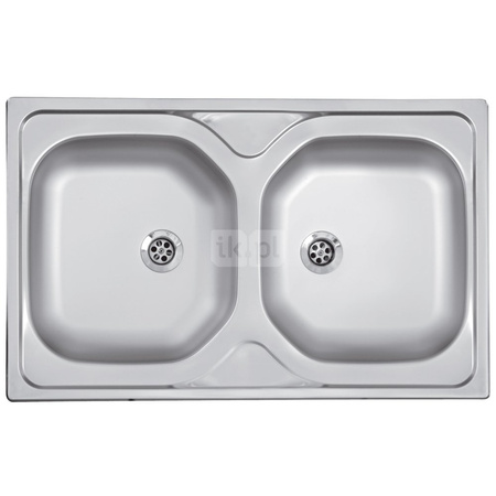 Zlewozmywak 2-komorowy 50x80, gładki