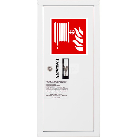 Hydrant DN52 zawieszany boczny ze zwijadłem, wąż 20m, zamek patent, RAL 9003 prawy