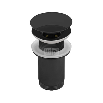 SPMWK03OW Z-r spust.mos. G11/4 do umywalki bez przelew.z koszem wysoki przycisk duży okrągły wypukły czarny mat