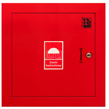 Dwa zawory hydrantowe typ ZH-52 wraz z obudową. Obudowa 550 wnękowa. Znak B, zamek OTS, kolor RAL3000