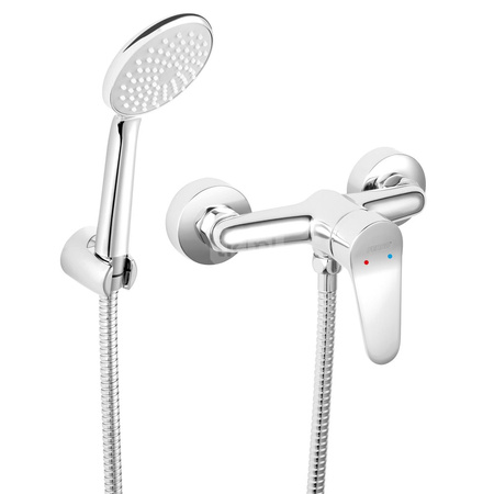 Bateria natryskowa ścienna z zestawem natryskowym ISSO, chrom