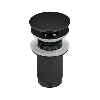 SPPM03OP Z-r spust.mos. G11/4 do umywalki z przelew. przycisk duży okrągły płaski czarny mat