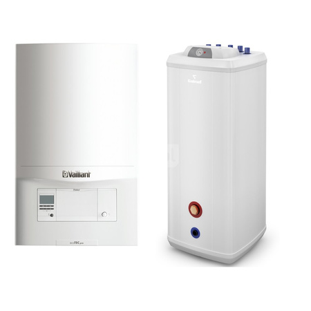 Pakiet - Kocioł gazowy jednofunkcyjny VAILLANT ecoTEC pro VC 186/5-3 kondensacyjny wiszący 5.7-20.0kW + Czujnik c.w.u.  + Zasobnik c.w.u Vulcan 100L stojący
