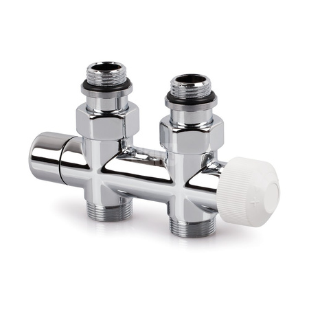 Zawór podwójny Therafix Design, chrom, prosty, 1/2", niezbędne złączki FEM24C/FEM24P/FEM24M