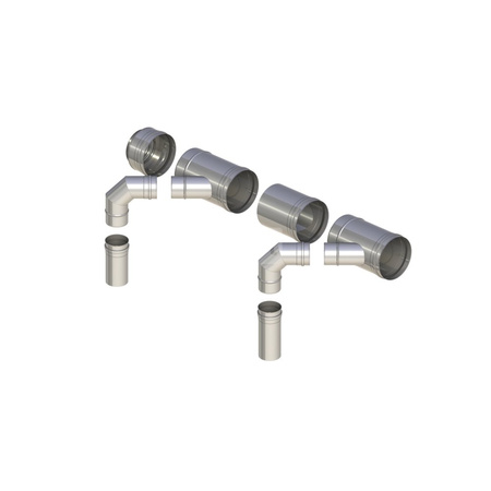 Kaskada ø130mm do dwóch kotłów bez automatyki zabezpieczającej