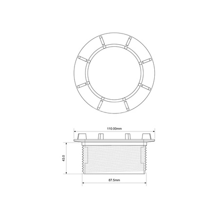 Przedłużka umożliwiająca zamontowanie syfonu HC27-CPN-PB w brodzikach o grubszych ściankach .Wysokość 43mm .